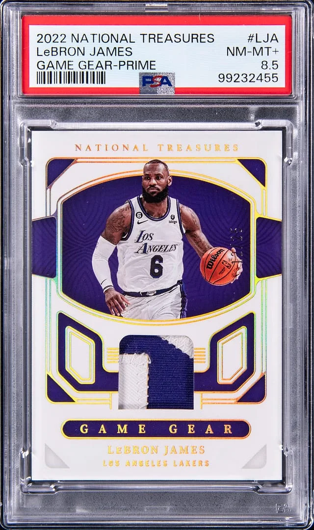 2022-23 Panini National Treasures LeBron James Game Gear Prime #LJA card image