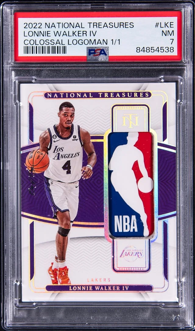 2022-23 Panini National Treasures Lonnie Walker IV Colossal Logoman #CL-LKE card image
