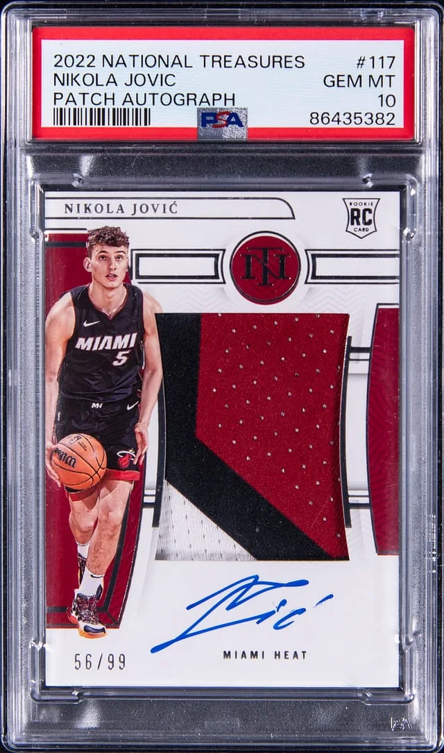2022-23 Panini National Treasures Nikola Jovic Patch Autograph (RPA) #117 card image