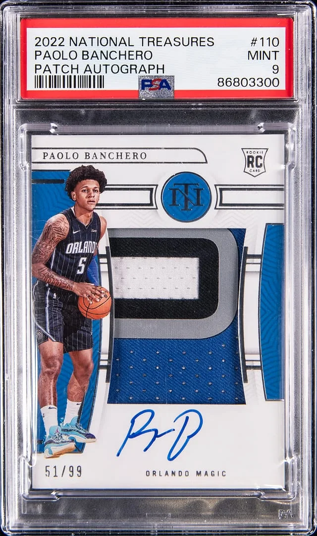 2022-23 Panini National Treasures Paolo Banchero Patch Autograph (RPA) #110 card image