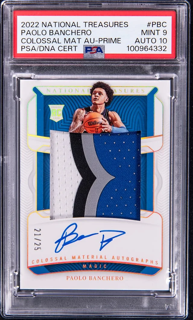 2022-23 Panini National Treasures Paolo Banchero Colossal Materials Autograph Prime #CMA-PBC card image