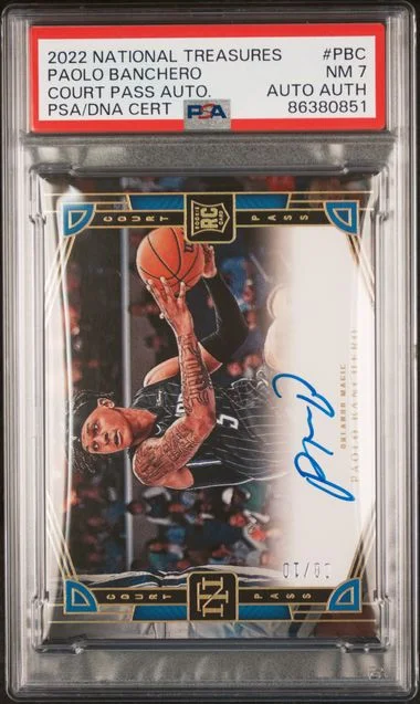 2022-23 Panini National Treasures Paolo Banchero Court Pass Autographs #CP-PBC card image