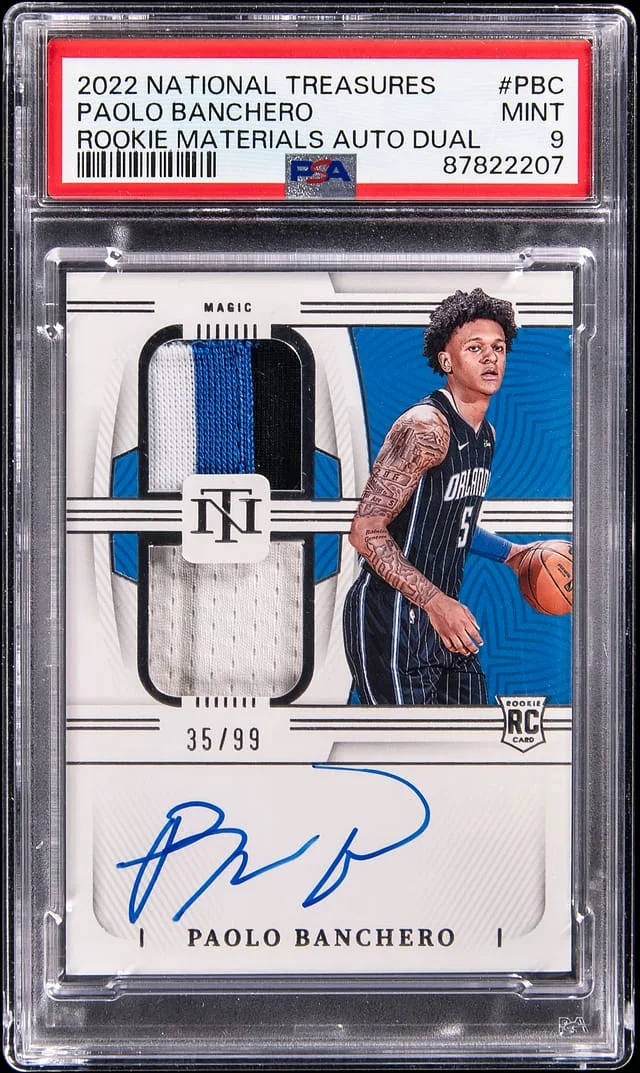 2022-23 Panini National Treasures Paolo Banchero Materials Autographs Dual #RMD-PBC card image
