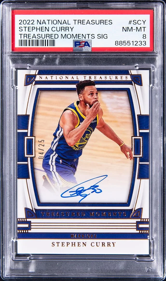 2022-23 Panini National Treasures Stephen Curry Treasured Moments Signatures #TM-SCY card image