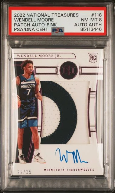 2022-23 Panini National Treasures Wendell Moore Jr. Patch Autograph-Pink #118 card image