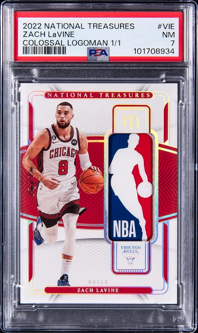 2022-23 Panini National Treasures Zach LaVine Colossal Logoman #CL-VIE card image