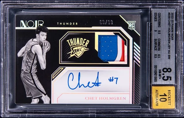 2022-23 Panini Noir Chet Holmgren Patch Autograph (RPA) Black and White #339 card image
