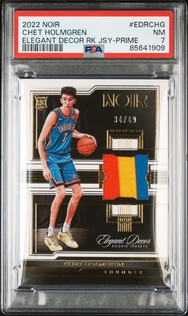 2022-23 Panini Noir Chet Holmgren Elegant Decor Jerseys Prime #EDR-CHG card image