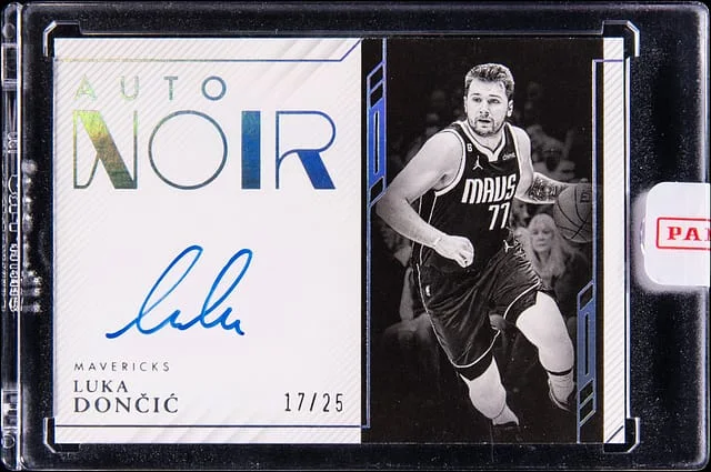 2022-23 Panini Noir Luka Doncic Autographed Prime Black and White #ANB-LUD card image