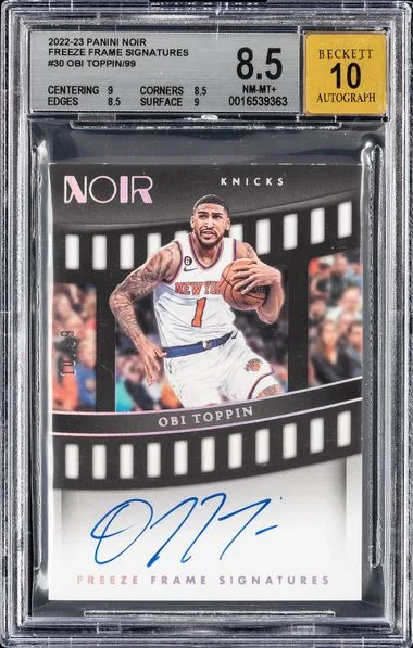 2022-23 Panini Noir Obi Toppin Freeze Frame Signatures #30 card image
