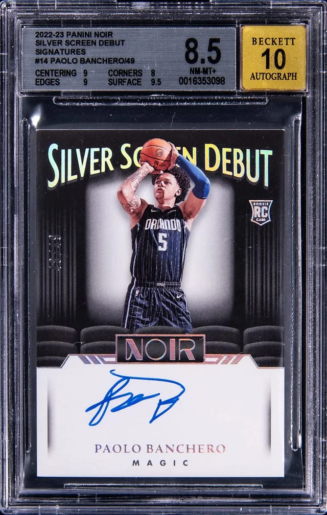 2022-23 Panini Noir Paolo Banchero Silver Screen Debut Signatures #SSD-PBO card image
