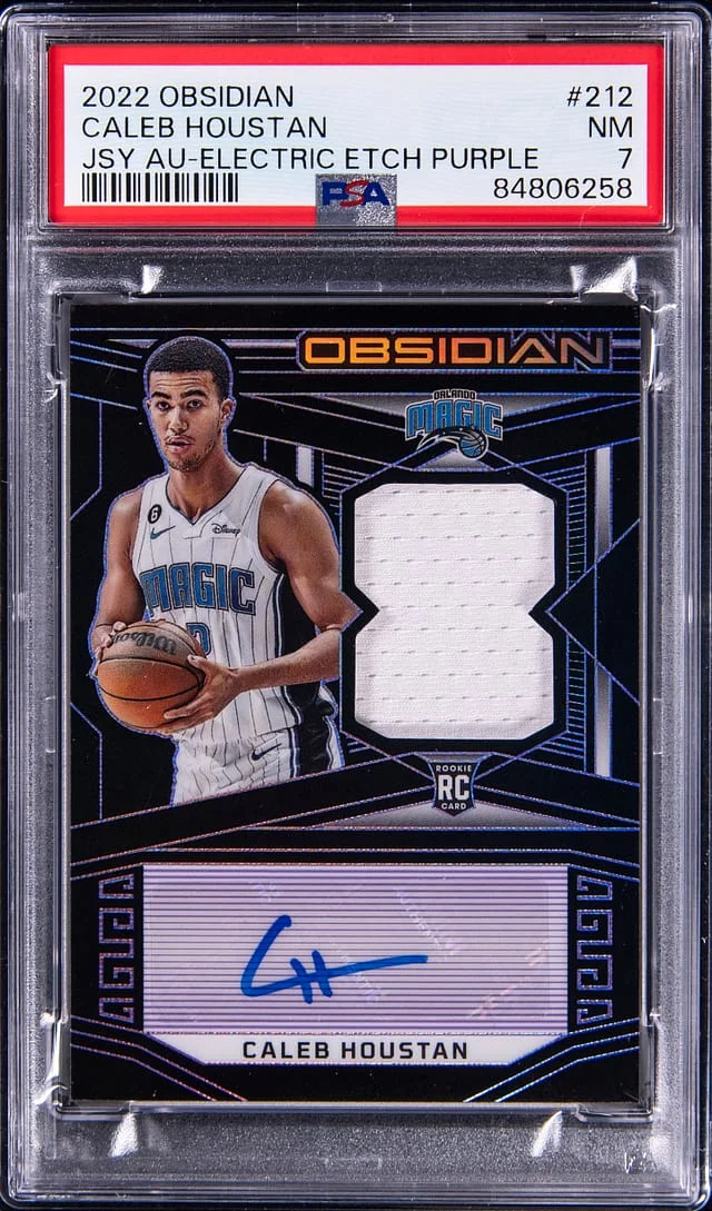 2022-23 Panini Obsidian Caleb Houstan Jersey Autograph Electric Etch Purple #212 card image