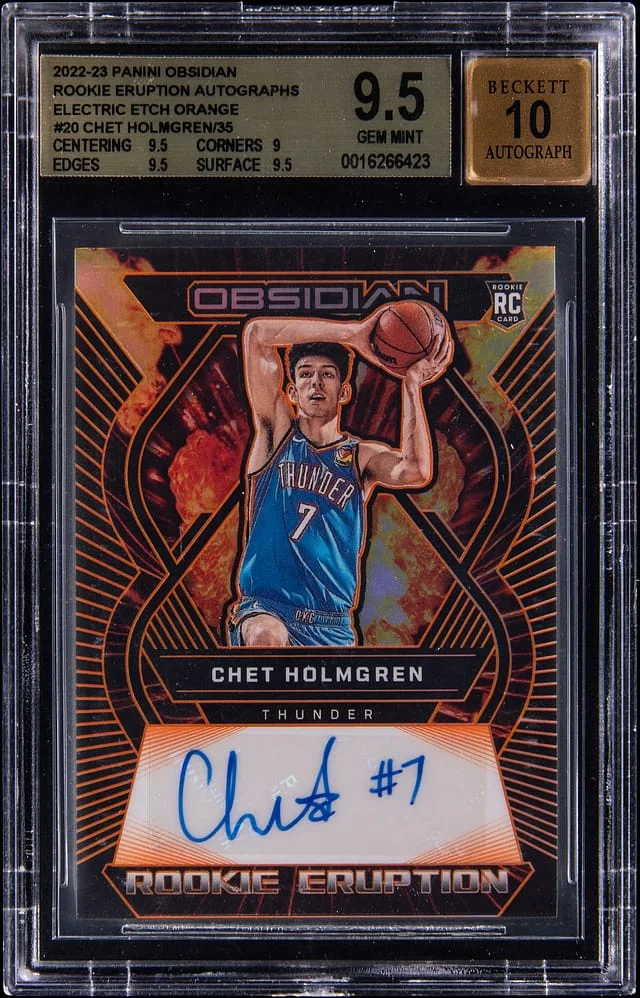2022-23 Panini Obsidian Chet Holmgren Eruption Autograph Electric Etch Orange #20 card image