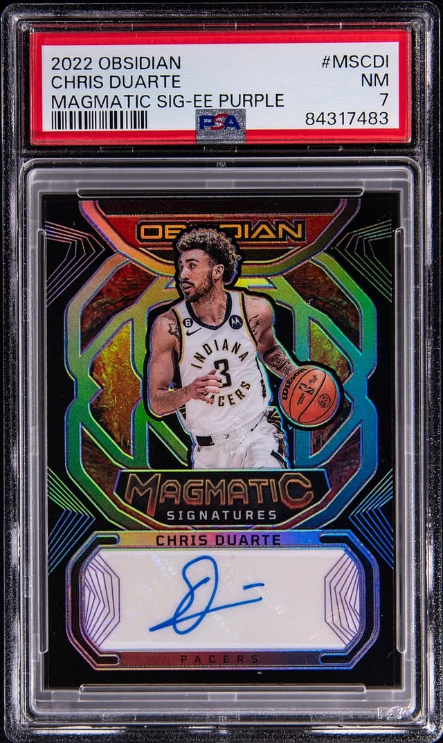 2022-23 Panini Obsidian Chris Durate Magmatic Signatures Electric Etch Purple #MS-CDI card image