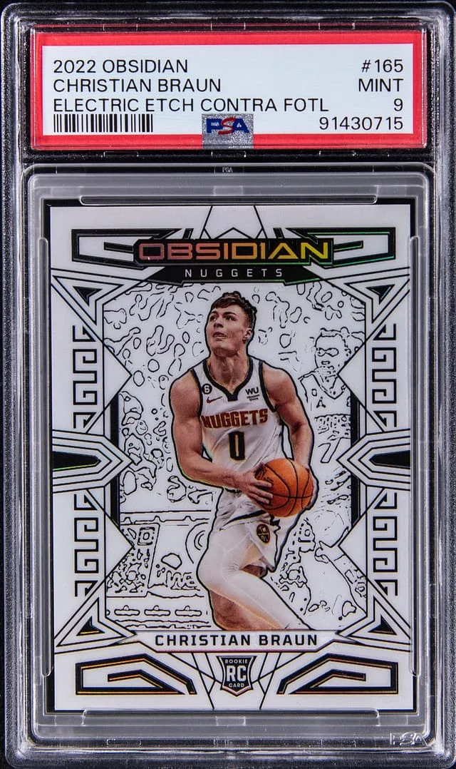 2022-23 Panini Obsidian Christian Braun Electric Etch Contra First Off The Line #165 card image