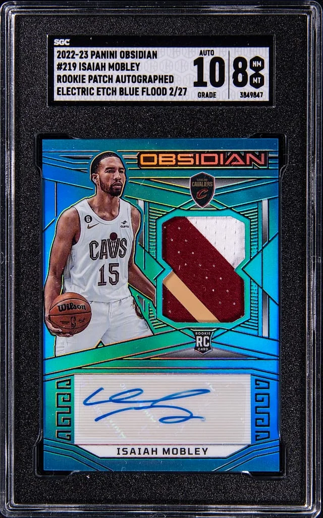2022-23 Panini Obsidian Isaiah Mobley Patch Autograph Electric Etch Blue Flood #219 card image