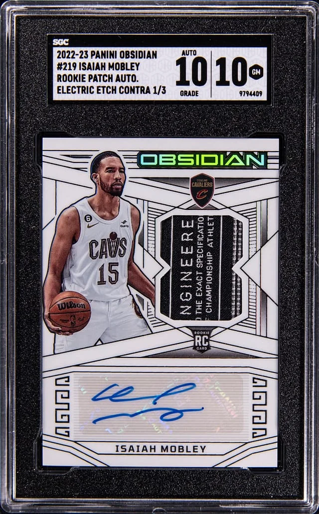 2022-23 Panini Obsidian Isiah Mobley Electric Etch Contra Patch Autograph #219 card image