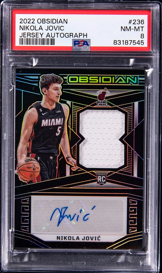 2022-23 Panini Obsidian Nikola Jovic Jersey Autograph #236 card image