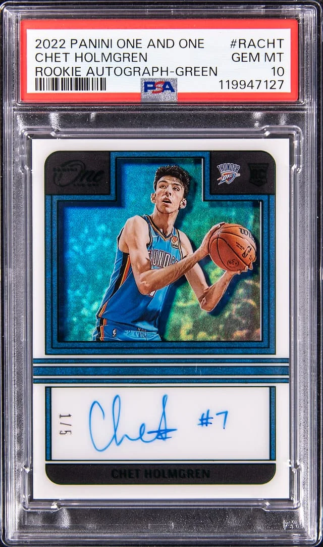 2022-23 Panini One and One Chet Holmgren Autograph Green #RA-CHT card image