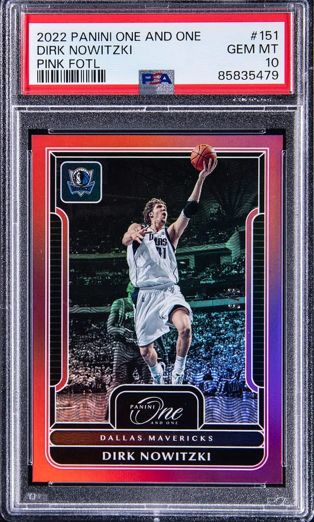 2022-23 Panini One and One Dirk Nowitzki Pink FOTL #151 card image