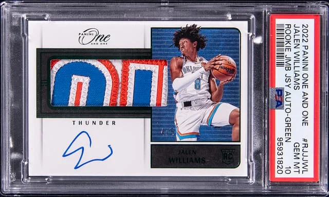2022-23 Panini One and One Jalen Williams Jumbo Jersey Autographs Green #RJJ-JWL card image