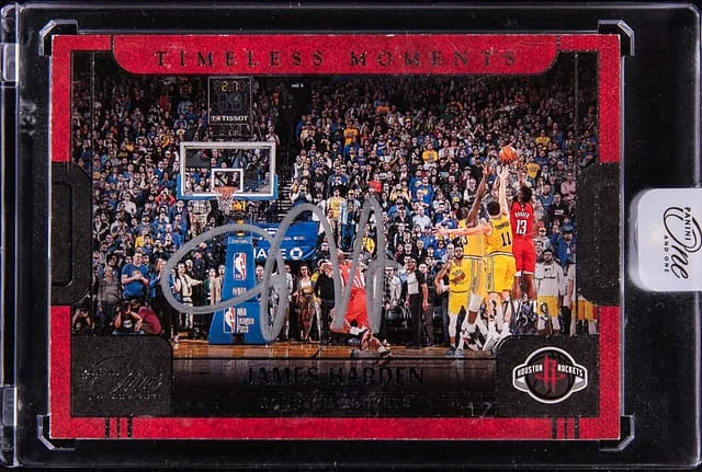 2022-23 Panini One and One James Harden Timeless Moments #TMA-JHA card image