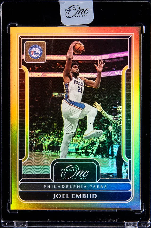 2022-23 Panini One and One Joel Embiid - Panini Encased Gold #19 card image