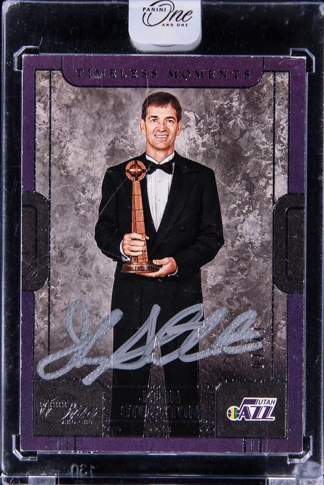 2022-23 Panini One and One John Stockton Timeless Moments Autographs #TMA-JST card image