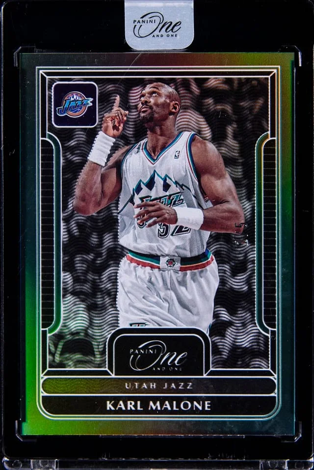 2022-23 Panini One and One Karl Malone - Panini Encased Green #179 card image