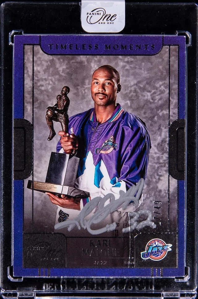 2022-23 Panini One and One Karl Malone Timeless Moments Autograph #TMA-KML card image