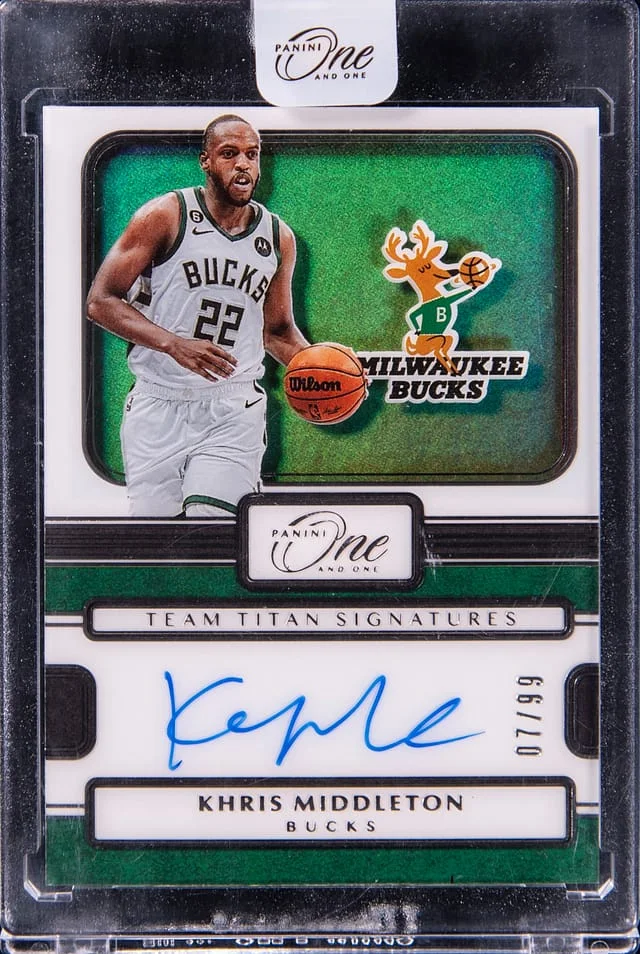 2022-23 Panini One and One Khris Middleton Team Titan Signatures #TTS-KHR card image