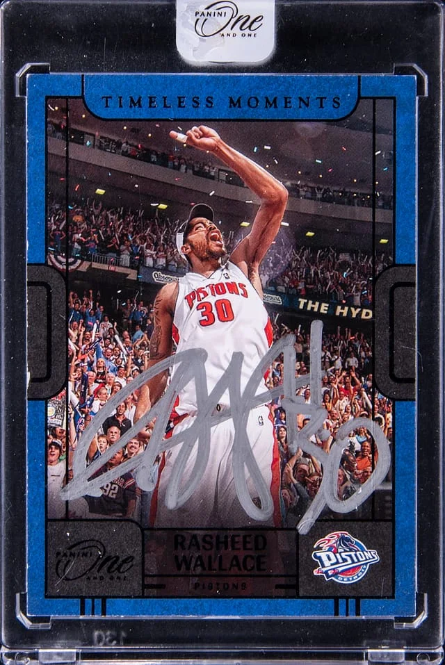 2022-23 Panini One and One Rasheed Wallace Timeless Moments Autographs Black #TMA-RWL card image