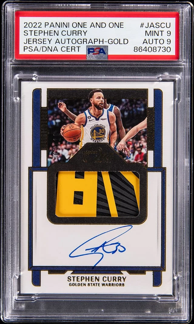 2022-23 Panini One and One Stephen Curry Jersey Autograph Gold #JA-SCU card image