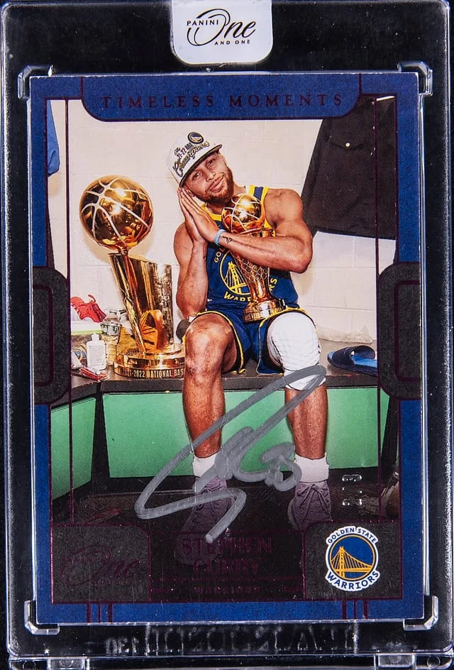 2022-23 Panini One and One Stephen Curry Timeless Moments Autographs Red #TMA-SCU card image