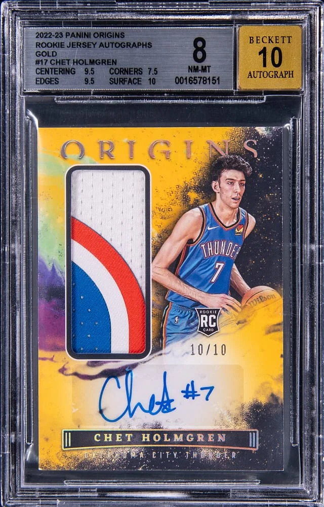 2022-23 Panini Origins Chet Holmgren Jersey Autograph Gold #17 card image