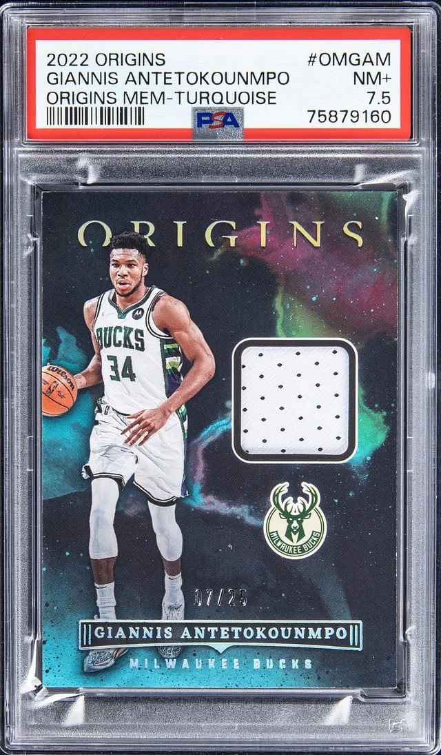 2022-23 Panini Origins Giannis Antetokounmpo Memorabilia Turquoise #OMGAM card image