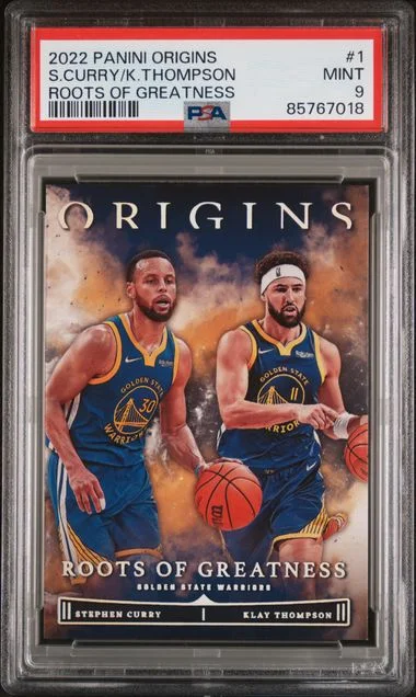 2022-23 Panini Origins Klay Thompson/Stephen Curry Roots Of Greatness #1 card image
