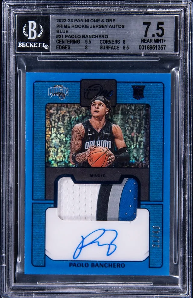 2022-23 Panini Paolo Banchero One & One Prime Jersey Autograph Blue #21 card image
