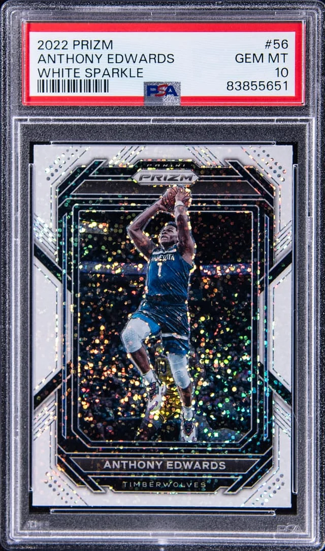 2022-23 Panini Prizm Anthony Edwards White Sparkle #56 card image