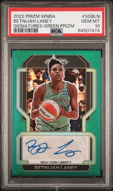 2022-23 Panini Prizm Betnijah Laney WNBA Signatures Green Prizm #SG-BLN card image
