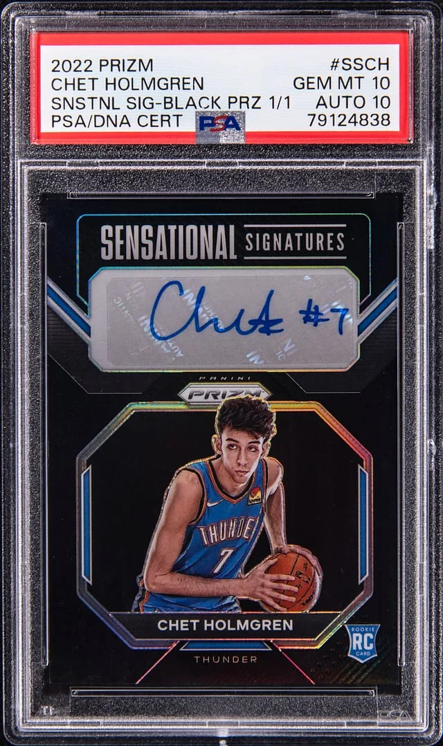2022-23 Panini Prizm Chet Holmgren Sensational Signatures Black Prizm #SSCH card image