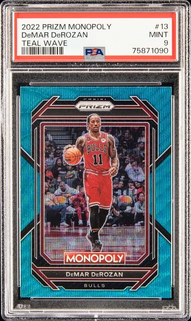 2022-23 Panini Prizm DeMar DeRozan Monopoly Teal Wave #13 card image