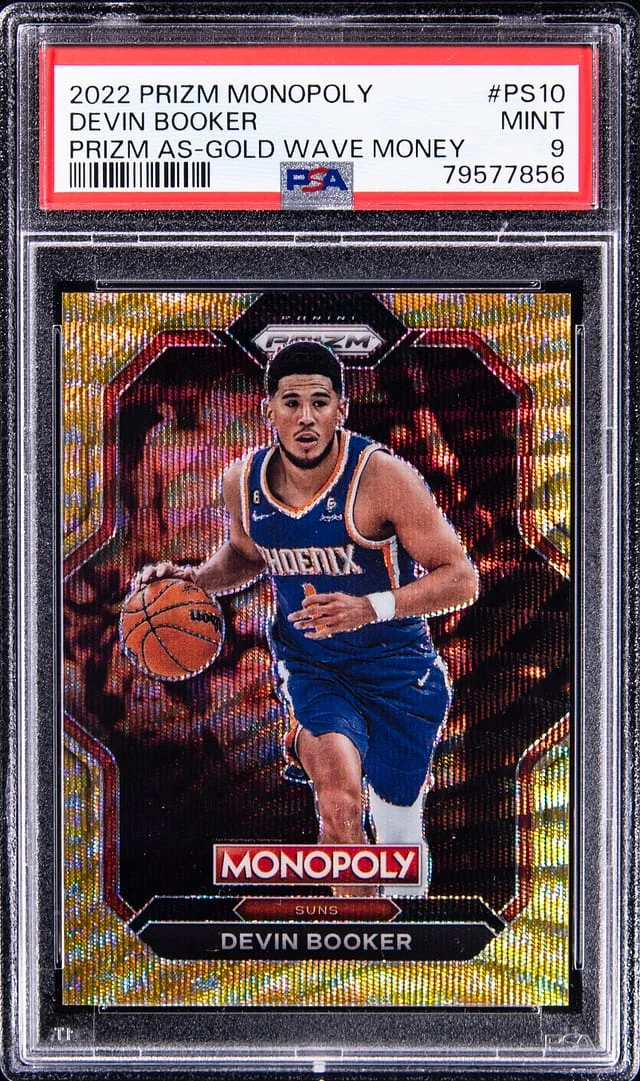 2022-23 Panini Prizm Devin Booker Monopoly All-Stars Gold Wave Money Prizm #PS10 card image