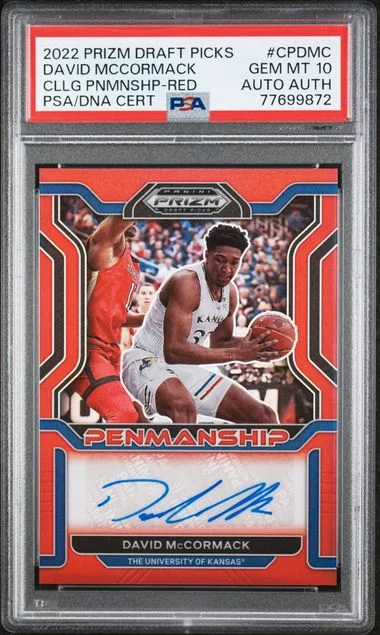 2022-23 Panini Prizm Draft Picks College Penmanship Red Prizm Cpdmc David Mccormack #no-number card image