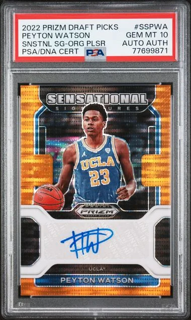 2022-23 Panini Prizm Draft Picks Sensational Signatures Orange Pulsar Prizm Sspwa Peyton Watson #no-number card image