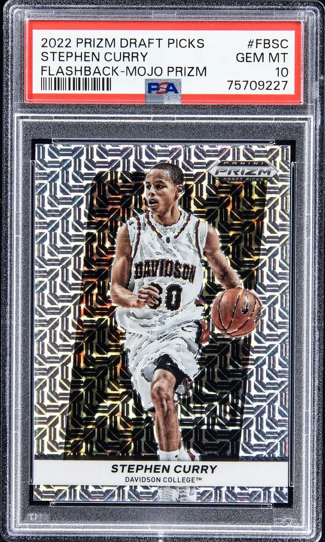 2022-23 Panini Prizm Draft Picks Stephen Curry Flashback Mojo #FBSC card image