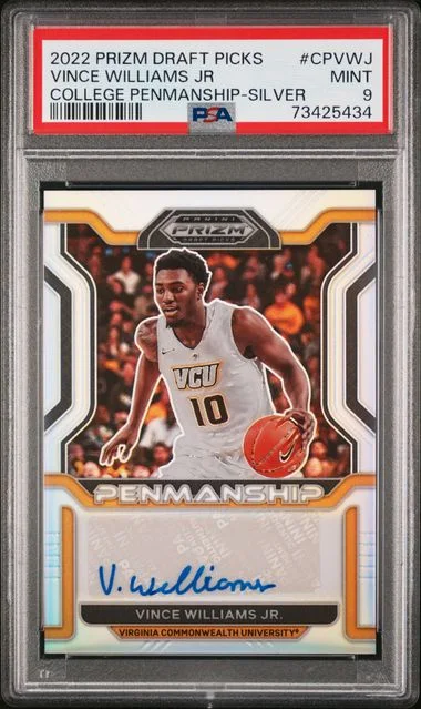 2022-23 Panini Prizm Draft Picks Vince Williams Jr. College Penmanship Silver Prizm #CP-VWJ card image