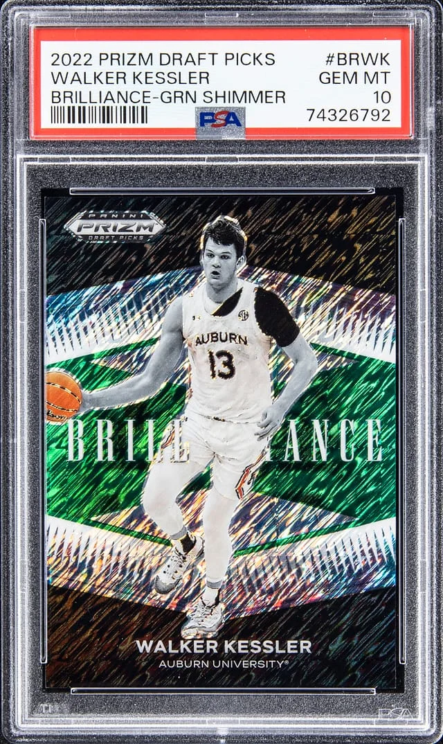 2022-23 Panini Prizm Draft Picks Walker Kessler Brilliance Green Shimmer #BRWK card image