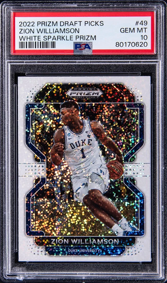2022-23 Panini Prizm Draft Picks Zion Williamson White Sparkle #49 card image