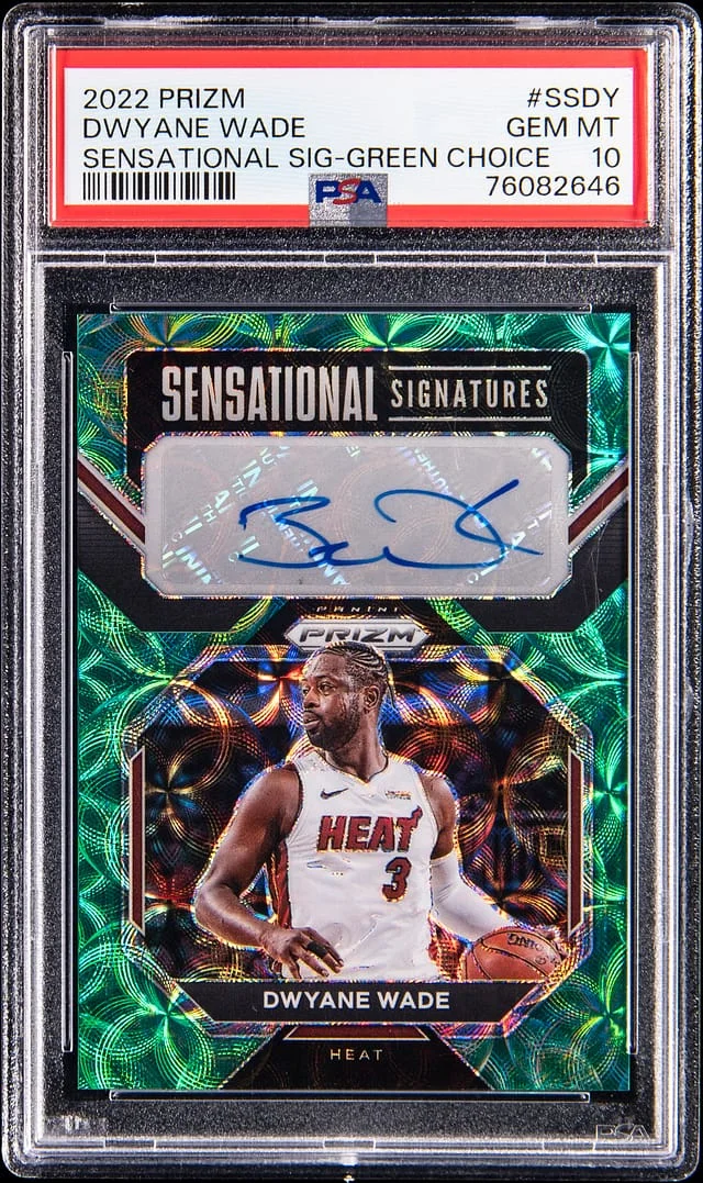 2022-23 Panini Prizm Dwyane Wade Sensational Signatures-Green Choice #SS-DY card image